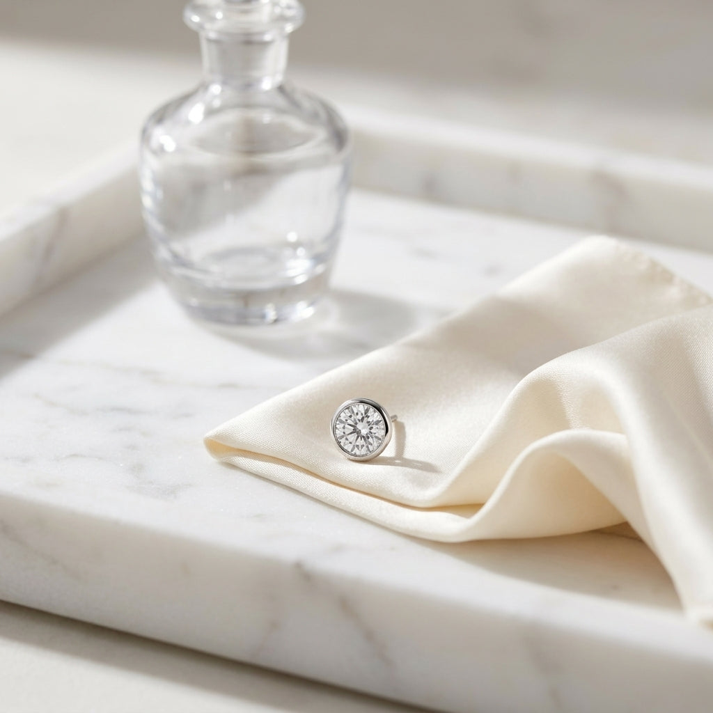 Platinum Bezel Set Round Brilliant Diamond Stud Earrings (1.48 Ct. T.w., Vs1-vs2 Clarity, H-i Color) — atelier still life