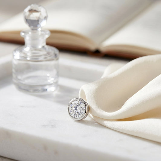 Platinum Bezel Set Round Brilliant Diamond Stud Earrings (2.09 Ct. T.w., Vs1-vs2 Clarity, H-i Color) — atelier still life