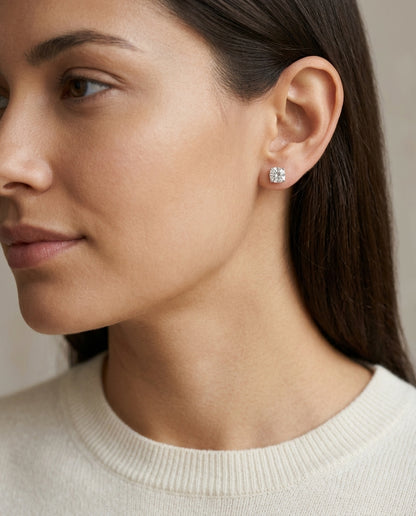 Platinum 8-prong Round Brilliant Diamond Stud Earrings (0.75 Ct. T.w., Vs1-vs2 Clarity, F-g Color) — editorial close-up