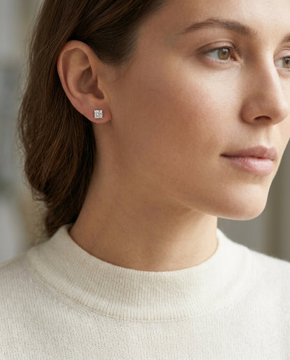 Platinum 8-prong Round Brilliant Diamond Stud Earrings (1.06 Ct. T.w., Vs1-vs2 Clarity, H-i Color) — editorial close-up