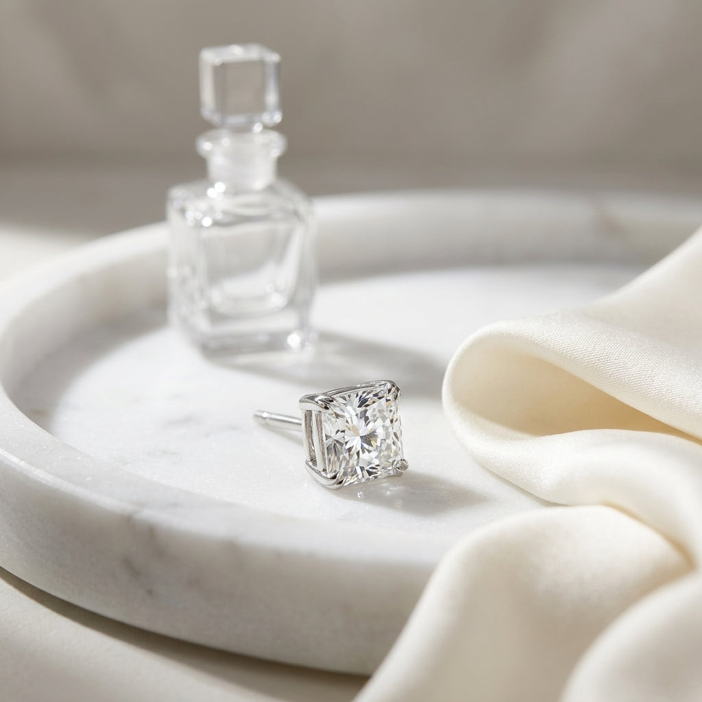 Platinum 8-prong Round Brilliant Diamond Stud Earrings (1 Ct. T.w., Si1-si2 Clarity, J-k Color) — atelier still life