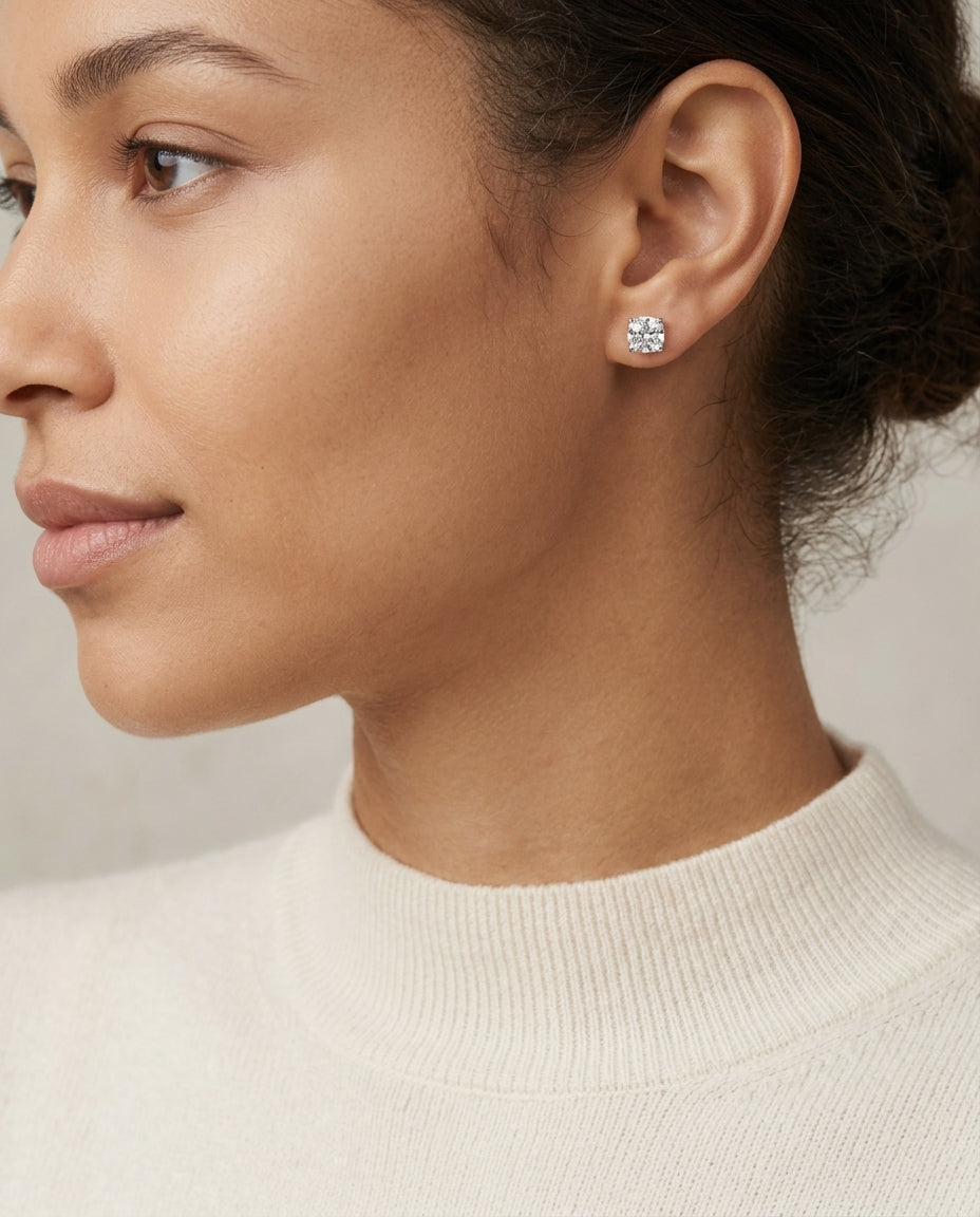 Platinum 8-prong Round Brilliant Diamond Stud Earrings (2.09 Ct. T.w., Vs1-vs2 Clarity, H-i Color) — editorial close-up