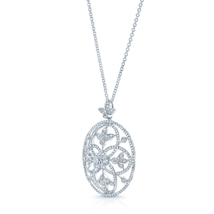 Diamond Edwardian Pendant In 14k White Gold