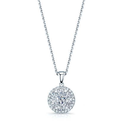 Diamond Halo Pendant In 14k White Gold