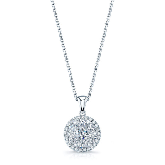 Diamond Halo Pendant In 14k White Gold